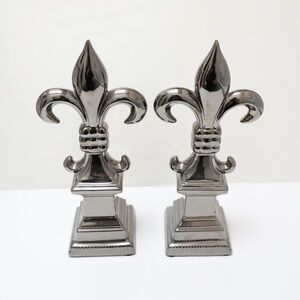 Set of 2 Fleur de Lys metal gunmetal home decor press papier France French